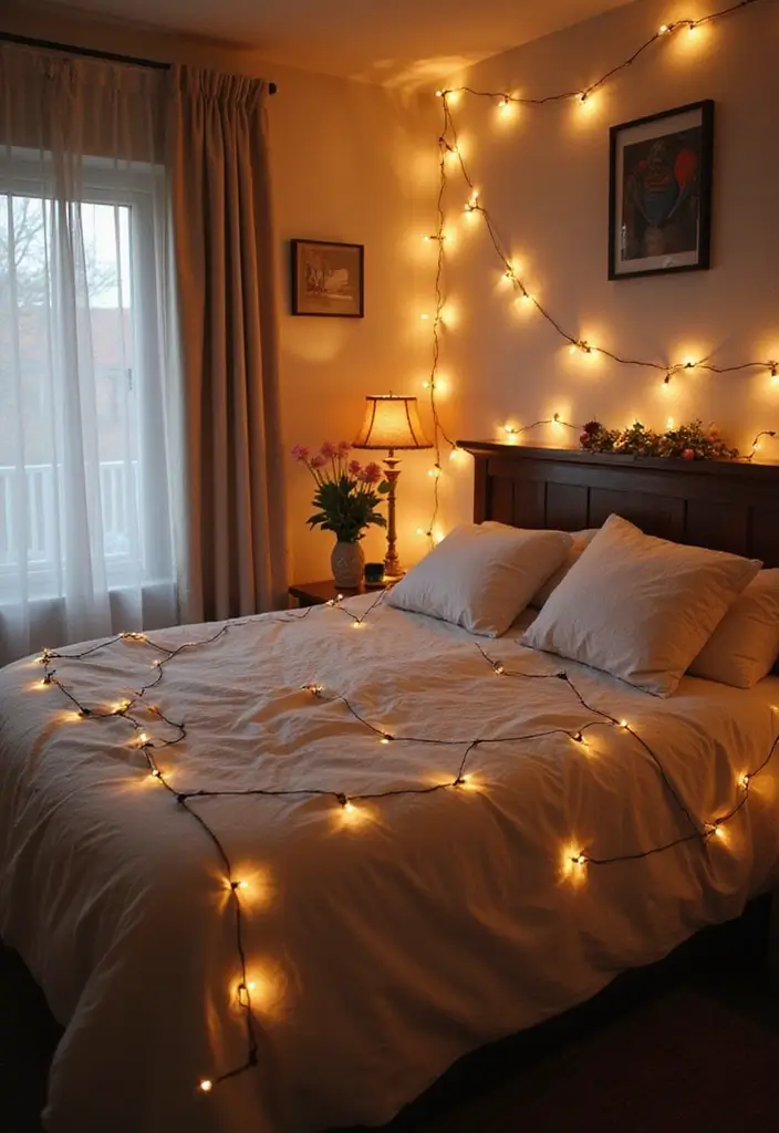 29 Under Bed Lighting Ideas That Add a Cool Modern Touch 18 29 Under Bed Lighting Ideas That Add a Cool Modern Touch - 18. String Lights for a Whimsical Touch