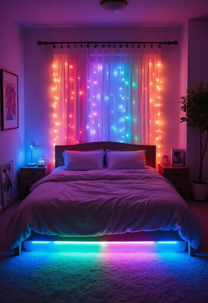 29 Under Bed Lighting Ideas That Add a Cool Modern Touch 25 29 Under Bed Lighting Ideas That Add a Cool Modern Touch - 25. Color Filter Lights for Unique Effects