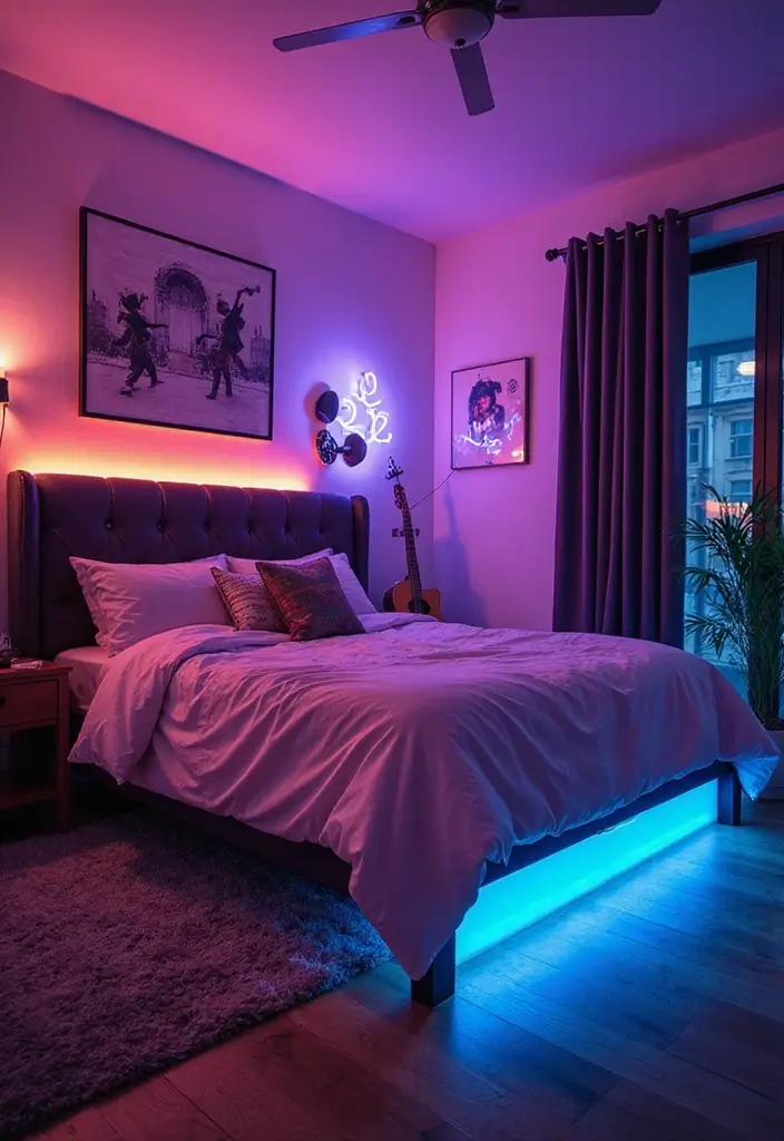 29 Under Bed Lighting Ideas That Add a Cool Modern Touch 26 29 Under Bed Lighting Ideas That Add a Cool Modern Touch - 26. Under Bed Lighting with a Music Sync Feature