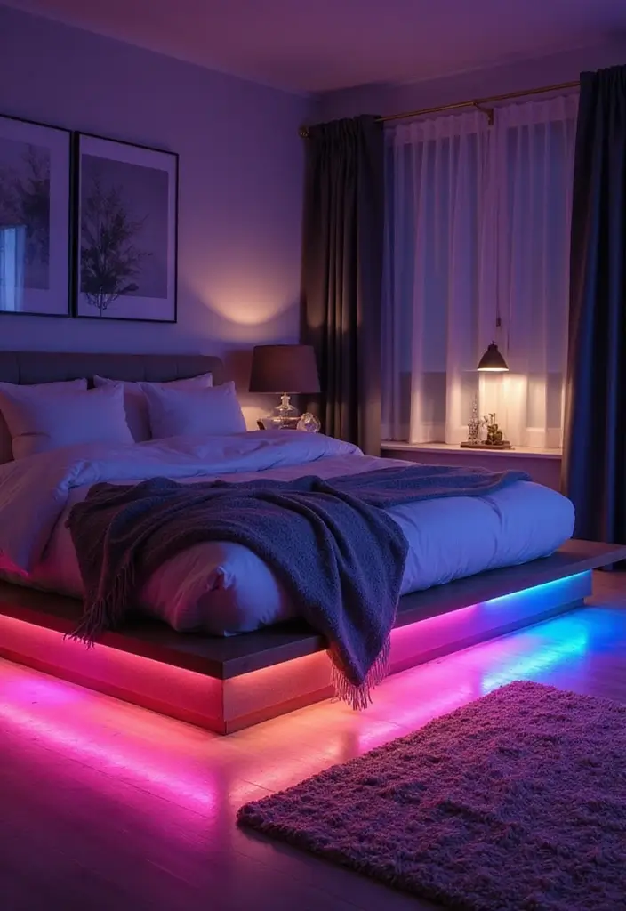 29 Under Bed Lighting Ideas That Add a Cool Modern Touch 3 29 Under Bed Lighting Ideas That Add a Cool Modern Touch - 3. Ambient Lighting with Color-Changing LEDs