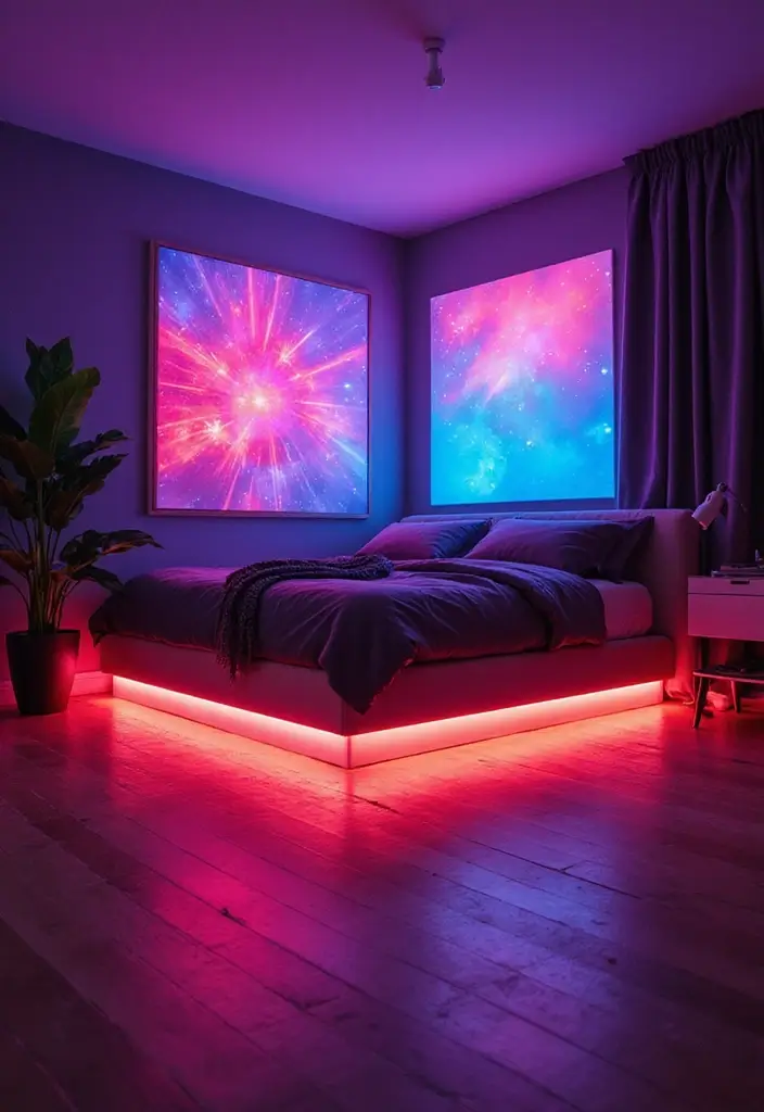 29 Under Bed Lighting Ideas That Add a Cool Modern Touch 7 29 Under Bed Lighting Ideas That Add a Cool Modern Touch - 7. LED Panels for a Unique Design Element