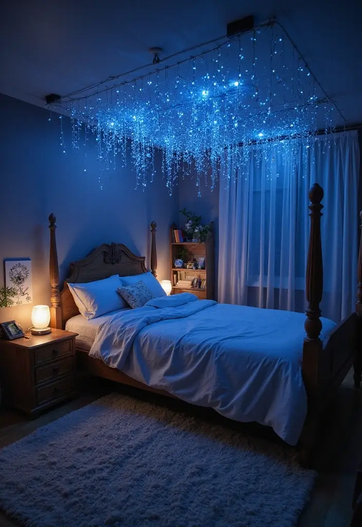 29 Under Bed Lighting Ideas That Add a Cool Modern Touch 8 29 Under Bed Lighting Ideas That Add a Cool Modern Touch - 8. Fiber Optic Lights for a Starry Night Effect