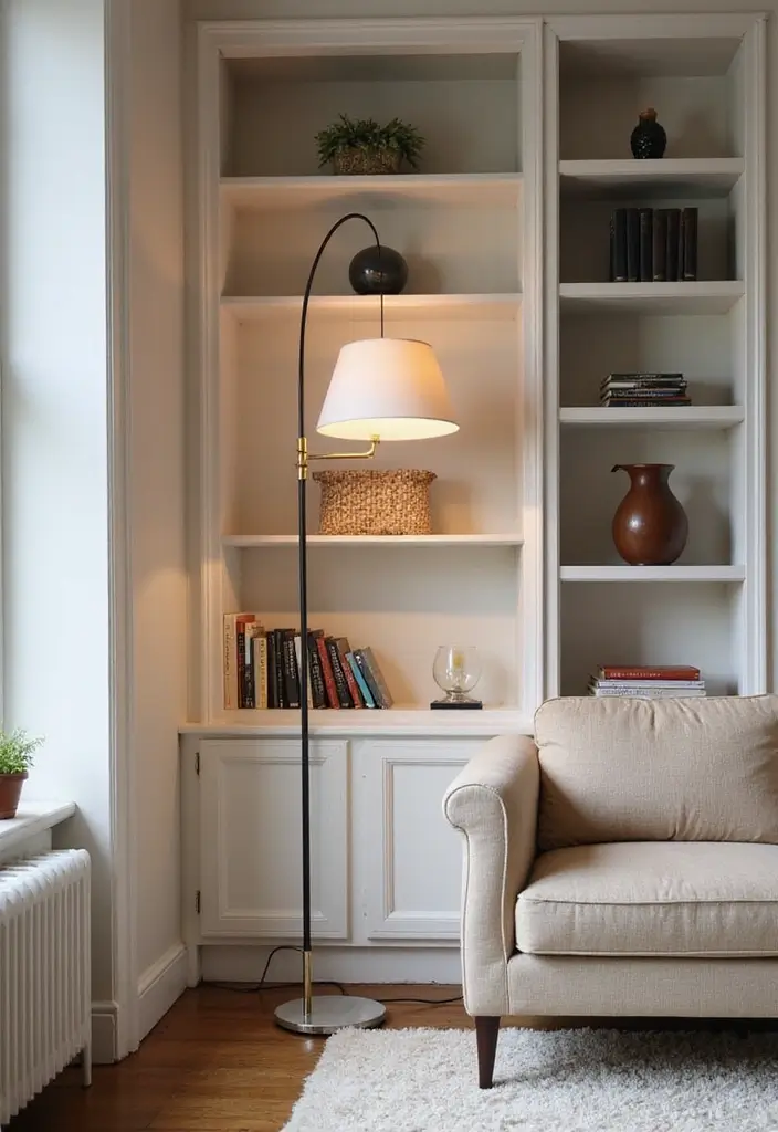 30+ Floor Lighting Designs That Add Drama to Interiors 10 30+ Floor Lighting Designs That Add Drama to Interiors - 10. Floor Lamps with Built-In Shelves