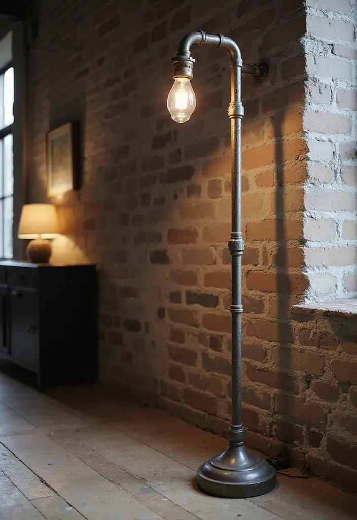 30+ Floor Lighting Designs That Add Drama to Interiors 25 30+ Floor Lighting Designs That Add Drama to Interiors - 25. Industrial Pipe Floor Lamps