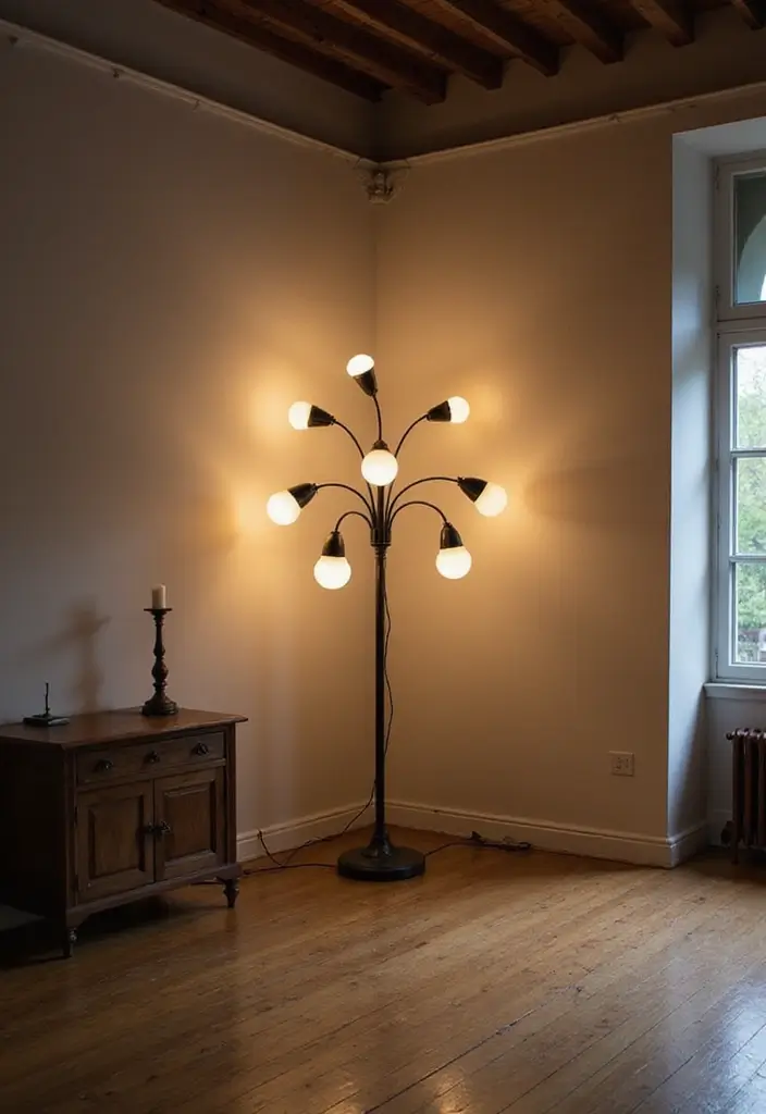 30+ Floor Lighting Designs That Add Drama to Interiors 29 30+ Floor Lighting Designs That Add Drama to Interiors - 29. Multi-Headed Floor Lamps