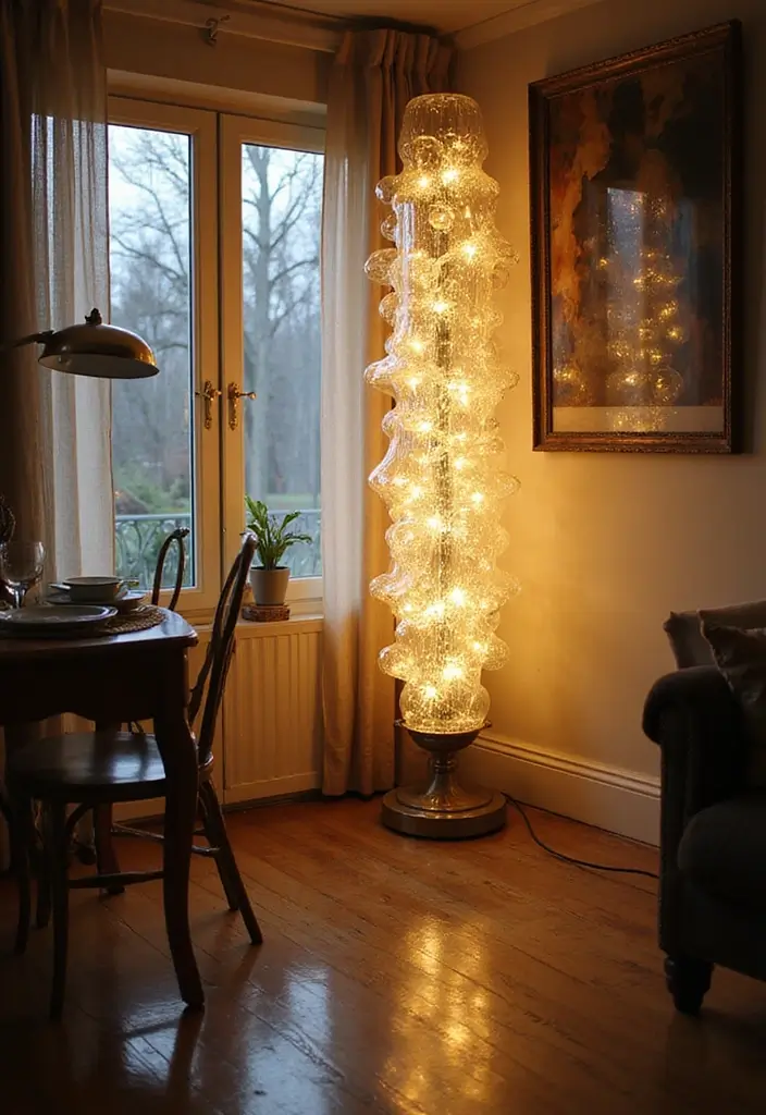 30+ Floor Lighting Designs That Add Drama to Interiors 3 30+ Floor Lighting Designs That Add Drama to Interiors - 3. Upcycled Glass Lamps