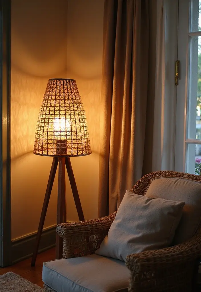 30+ Floor Lighting Designs That Add Drama to Interiors 6 30+ Floor Lighting Designs That Add Drama to Interiors - 6. Woven Natural Fiber Lamps