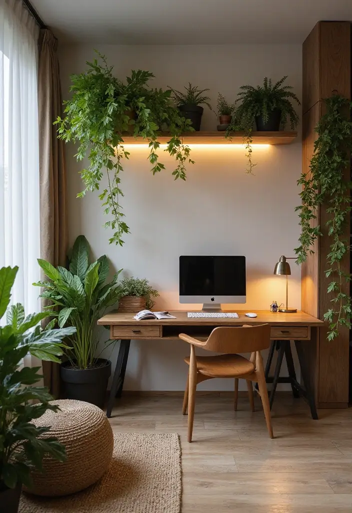 30+ Home Office Lighting Tips to Improve Focus and Style 10 30+ Home Office Lighting Tips to Improve Focus and Style - 10. Go for Biophilic Design