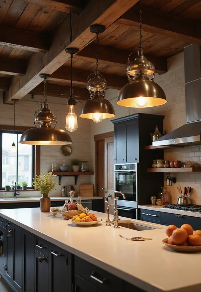 30+ Kitchen Island Lighting Ideas You Can’t Miss - 1. Industrial Pendant Lights