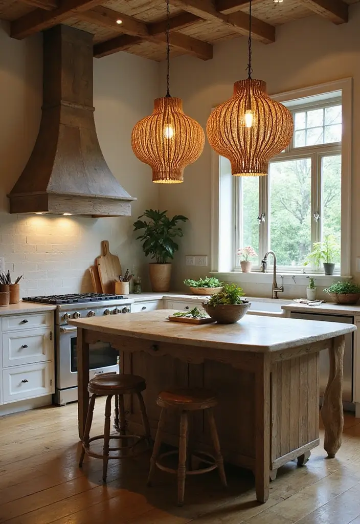 30+ Kitchen Island Lighting Ideas You Can’t Miss - 10. Nature-Inspired Lighting