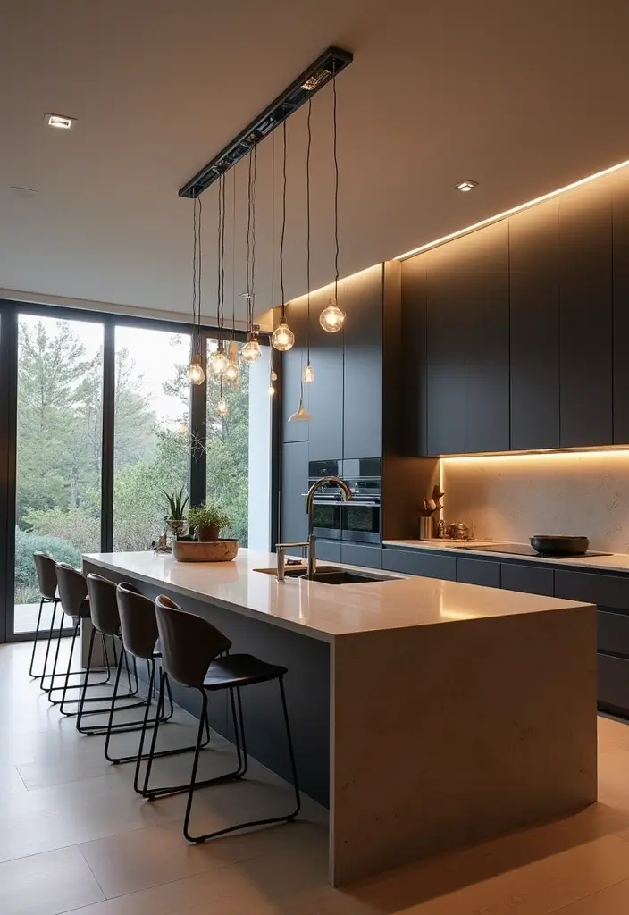 30+ Kitchen Island Lighting Ideas You Can’t Miss - 17. Multi-Light Linear Fixtures