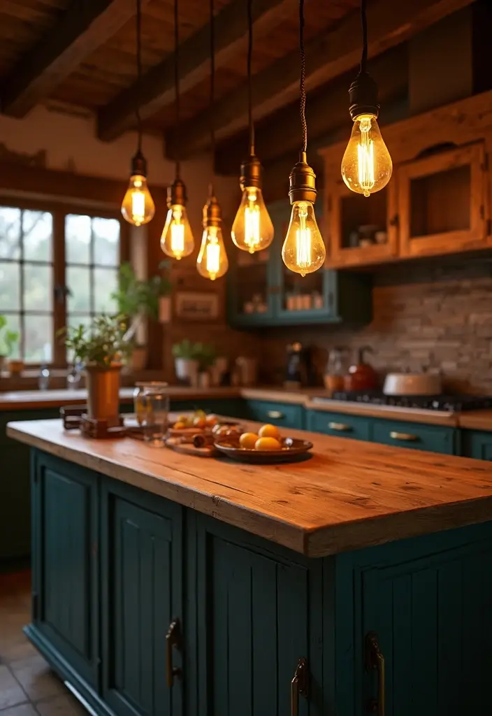 30+ Kitchen Island Lighting Ideas You Can’t Miss - 2. Vintage Edison Bulbs
