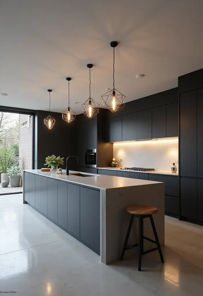 30+ Kitchen Island Lighting Ideas You Can’t Miss - 3. Modern Geometric Fixtures