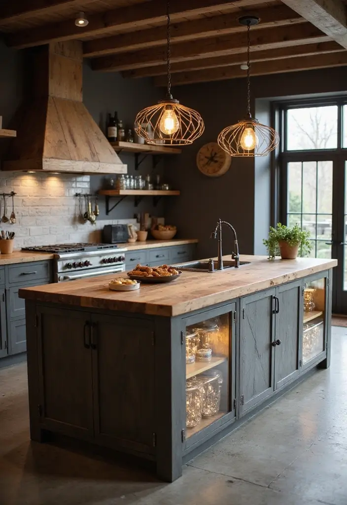 30+ Kitchen Island Lighting Ideas You Can’t Miss - 6. Rustic Wire Cage Lights