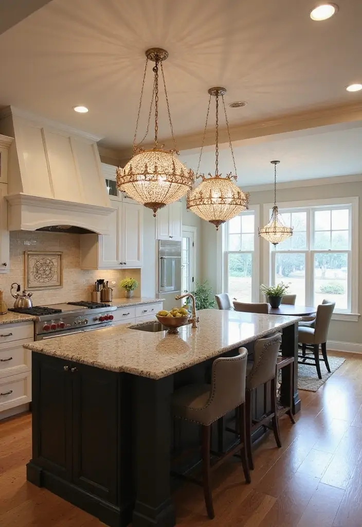30+ Kitchen Island Lighting Ideas You Can’t Miss - 7. Dramatic Chandeliers