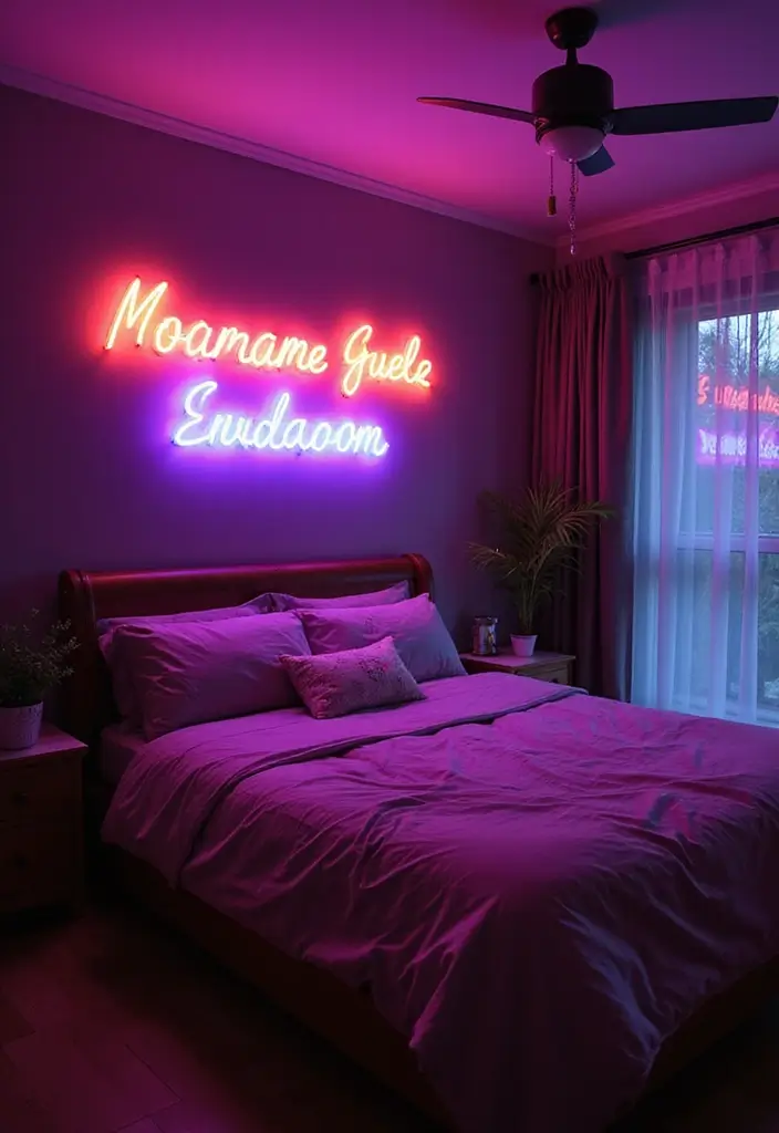 30+ LED Bedroom Lighting Ideas That Create a Dreamy Glow 11 30+ LED Bedroom Lighting Ideas That Create a Dreamy Glow - 11. LED Neon Signs