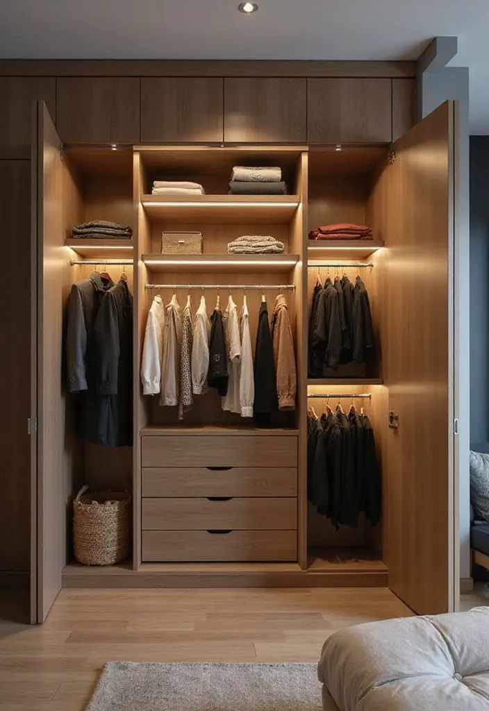 30+ LED Bedroom Lighting Ideas That Create a Dreamy Glow 13 30+ LED Bedroom Lighting Ideas That Create a Dreamy Glow - 13. LED Lighting in Wardrobes