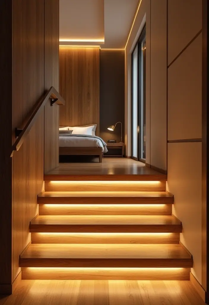 30+ LED Bedroom Lighting Ideas That Create a Dreamy Glow 17 30+ LED Bedroom Lighting Ideas That Create a Dreamy Glow - 17. LED Lighting on Stairs