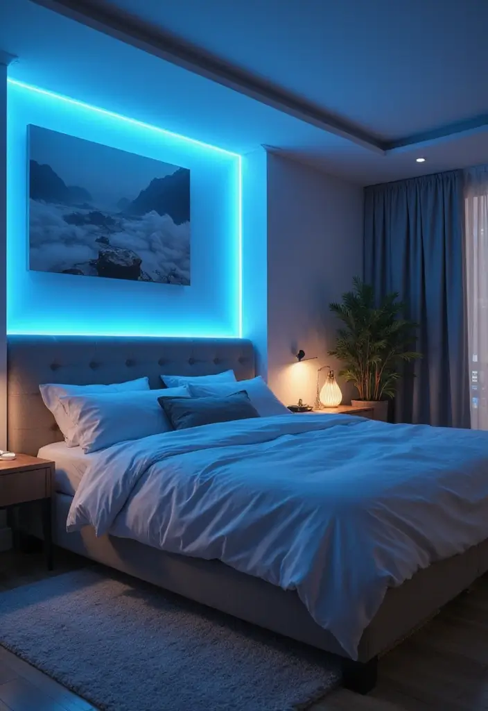 30+ LED Bedroom Lighting Ideas That Create a Dreamy Glow 23 30+ LED Bedroom Lighting Ideas That Create a Dreamy Glow - 23. LED Lighting with Smart Technology