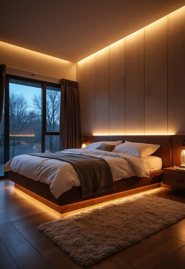 30+ LED Bedroom Lighting Ideas That Create a Dreamy Glow 24 30+ LED Bedroom Lighting Ideas That Create a Dreamy Glow - 24. LED Lighting Around Bed Frames