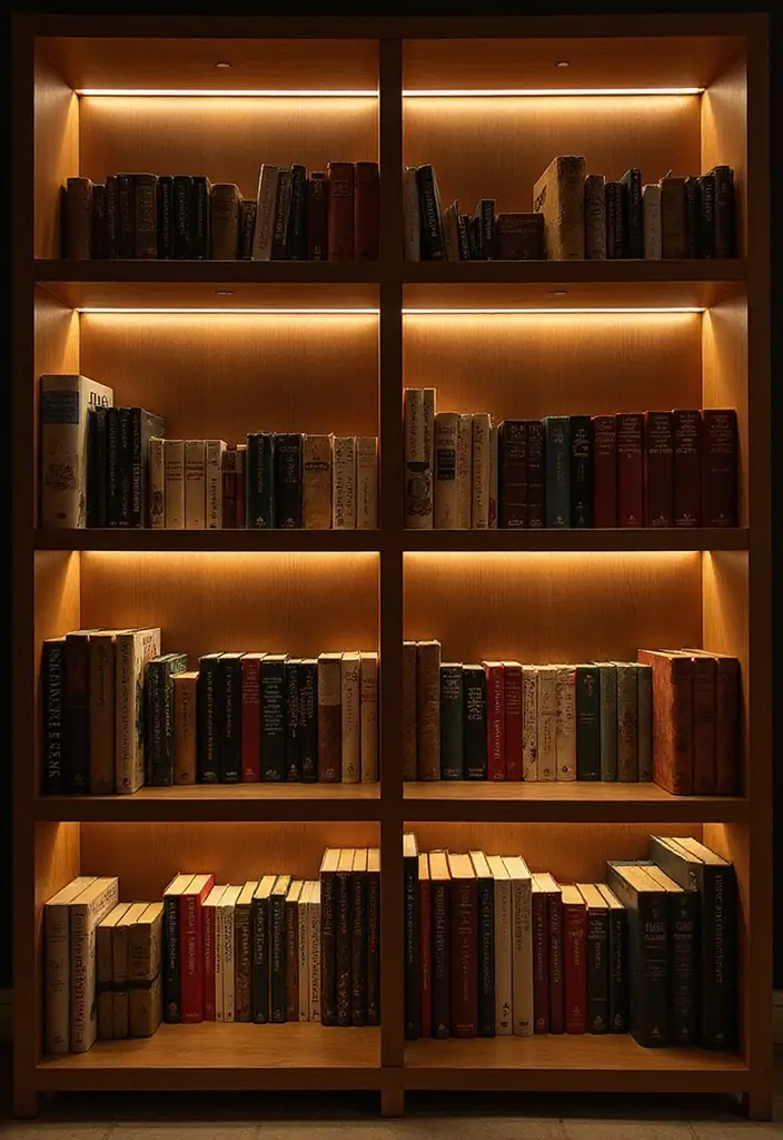 30+ LED Strip Lighting Ideas That Look Sleek and Stylish - 11. Bookshelf Illumination