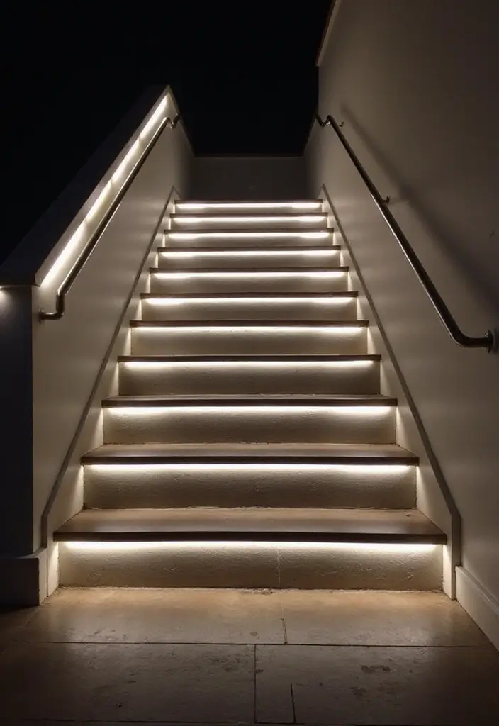 30+ LED Strip Lighting Ideas That Look Sleek and Stylish - 13. Staircase Lighting