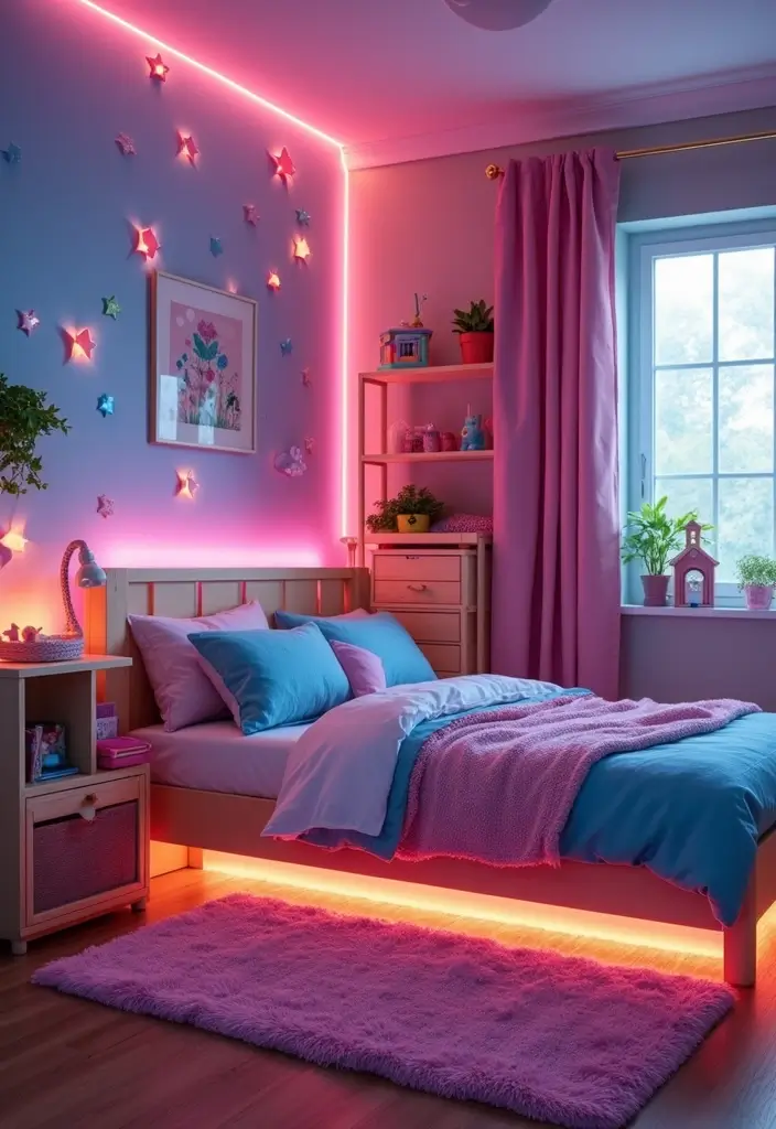 30+ LED Strip Lighting Ideas That Look Sleek and Stylish - 14. LED Strip Decor in Children's Rooms