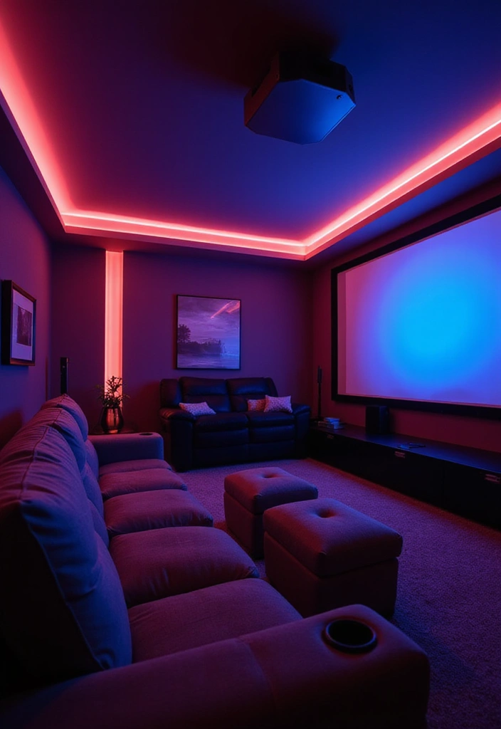 30+ LED Strip Lighting Ideas That Look Sleek and Stylish - 15. LED Strip Lighting for Home Theaters