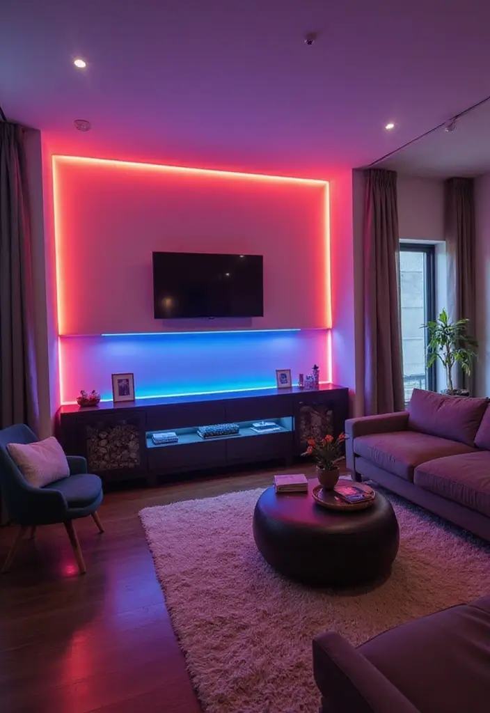 30+ LED Strip Lighting Ideas That Look Sleek and Stylish - 16. LED Accent Wall