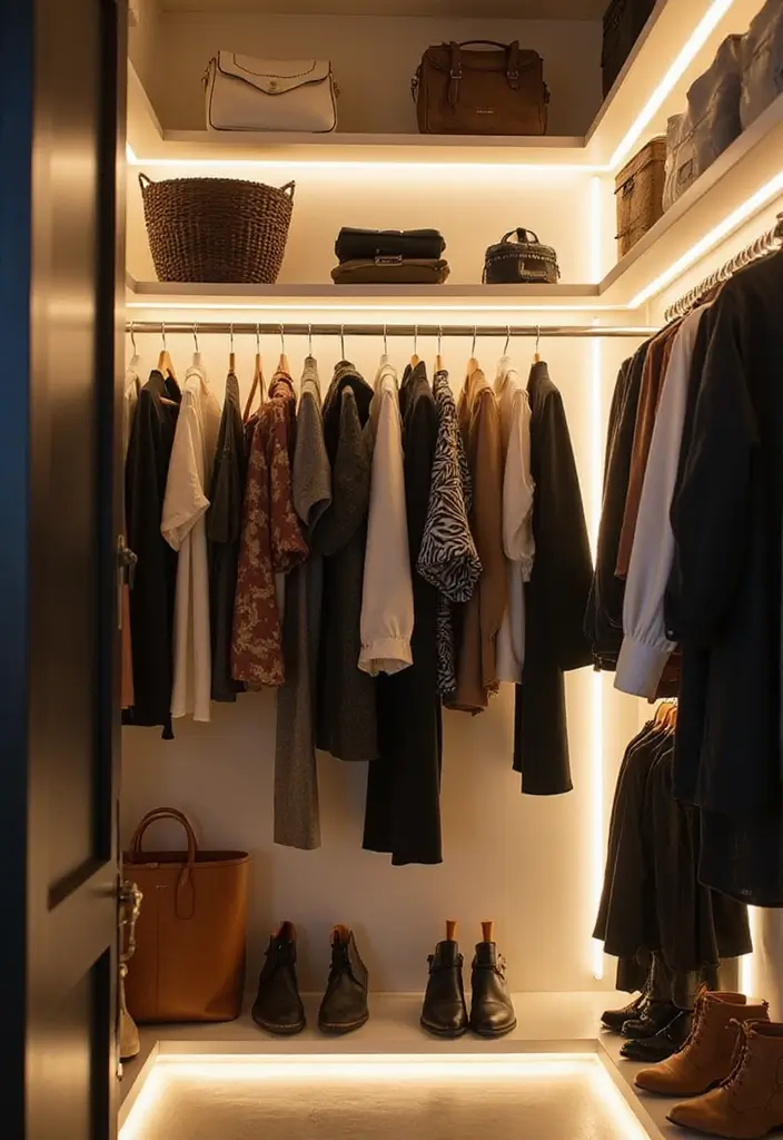 30+ LED Strip Lighting Ideas That Look Sleek and Stylish - 17. LED Strip Lighting for Closets
