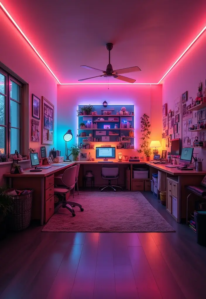 30+ LED Strip Lighting Ideas That Look Sleek and Stylish - 24. LED Strip Lighting for Craft Rooms