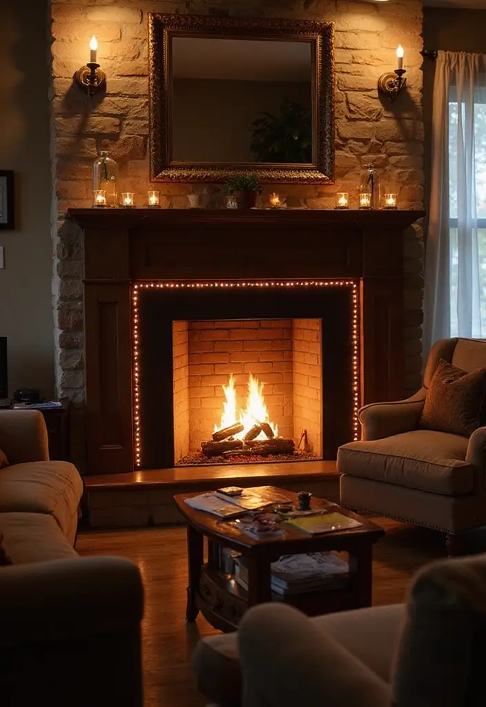 30+ LED Strip Lighting Ideas That Look Sleek and Stylish - 27. LED Strip Lighting Around Fireplaces