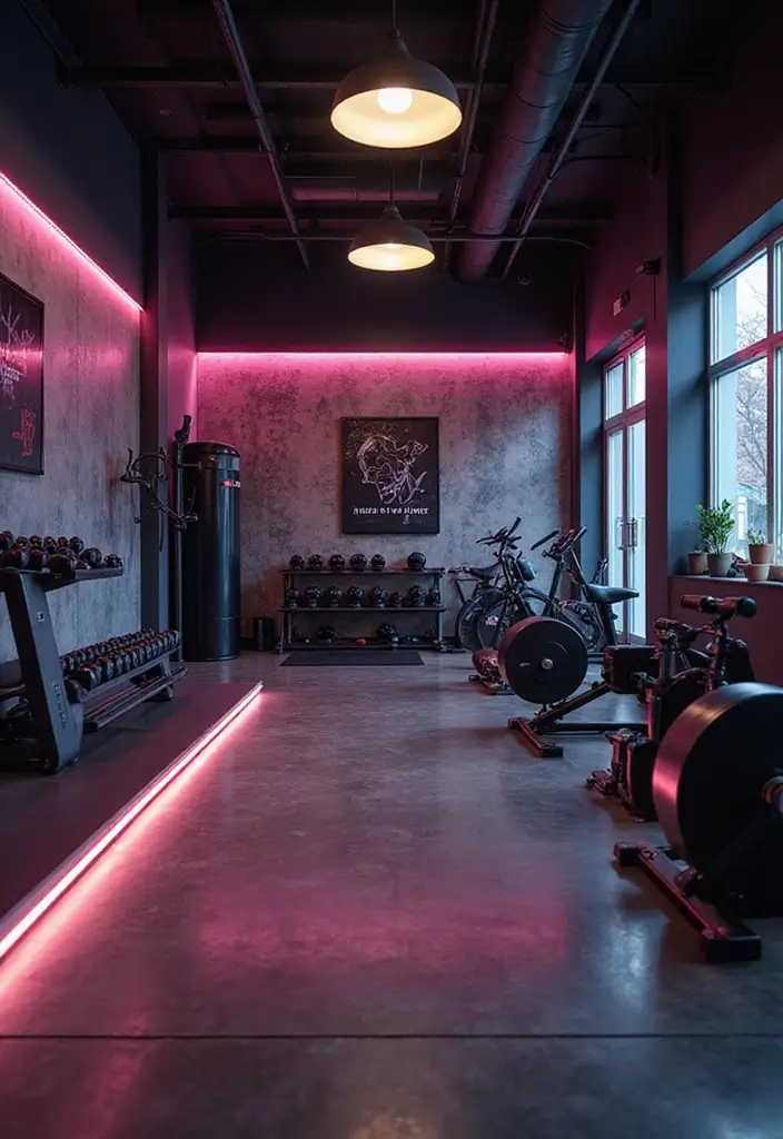 30+ LED Strip Lighting Ideas That Look Sleek and Stylish - 30. LED Strip Lighting for Home Gyms