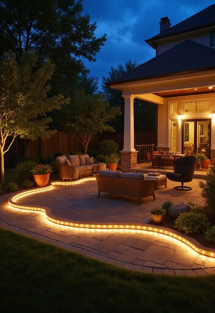 30+ LED Strip Lighting Ideas That Look Sleek and Stylish - 6. Outdoor Patio Ambiance