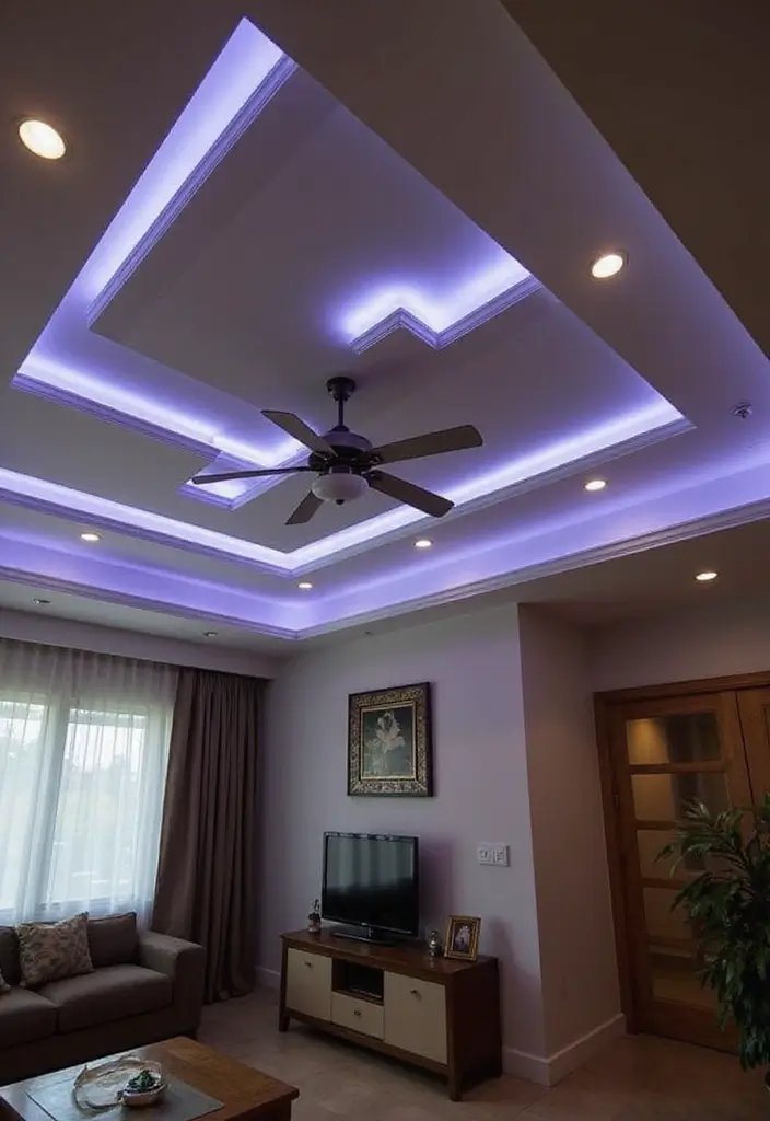 30+ LED Strip Lighting Ideas That Look Sleek and Stylish - 8. Creative Ceiling Designs