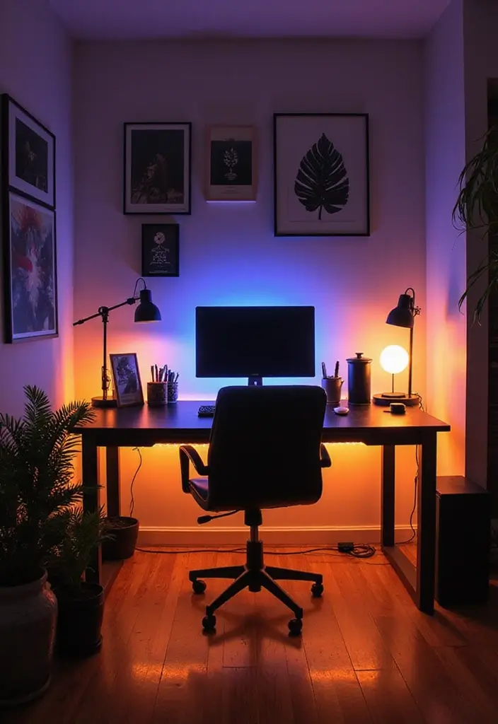 30+ LED Strip Lighting Ideas That Look Sleek and Stylish - 9. Under-Desklighting