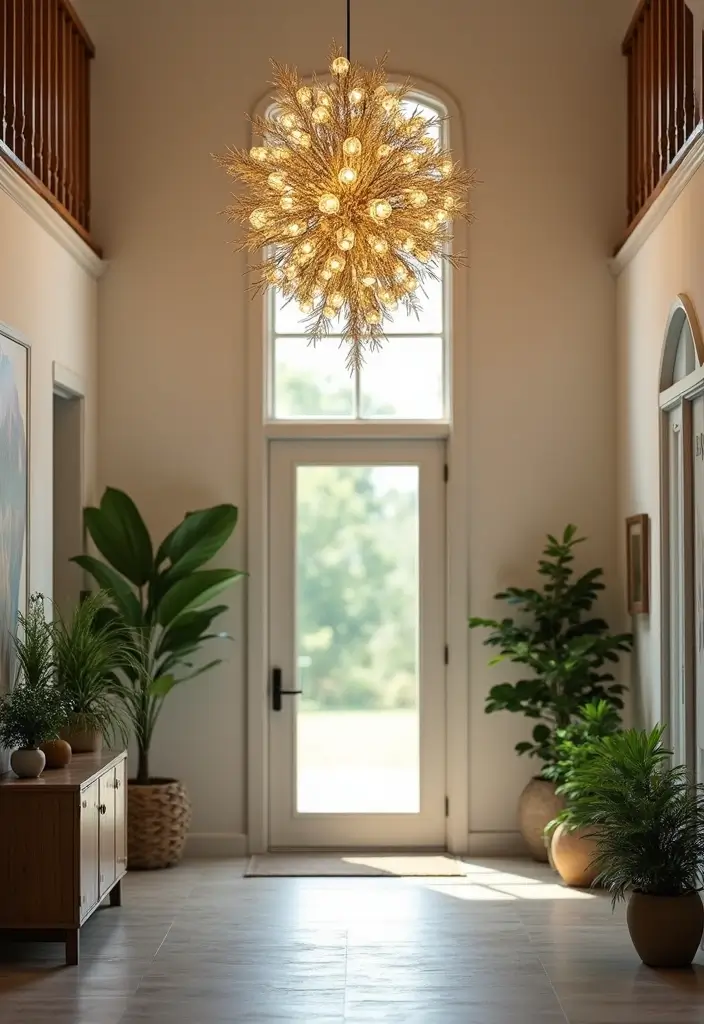30+ Two Story Foyer Lighting Designs That Wow Guests 12 30+ Two Story Foyer Lighting Designs That Wow Guests - 12. Nature-Inspired Lighting