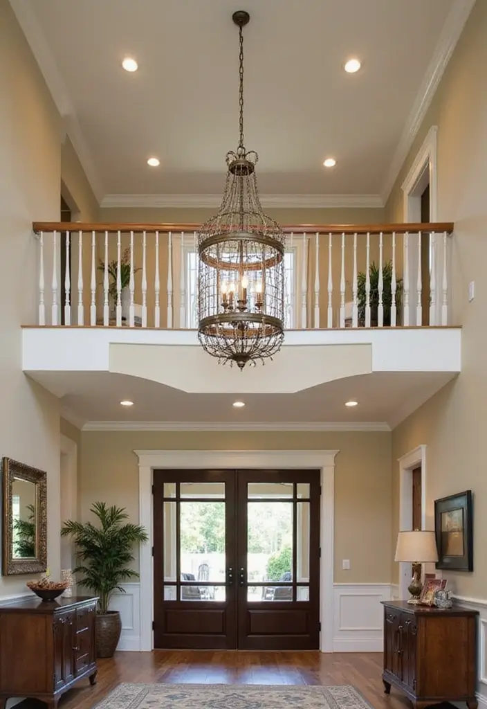 30+ Two Story Foyer Lighting Designs That Wow Guests 15 30+ Two Story Foyer Lighting Designs That Wow Guests - 15. Elegant Caged Lights