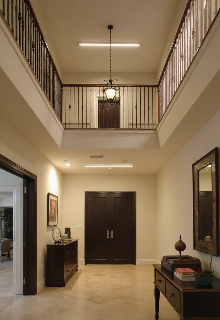 30+ Two Story Foyer Lighting Designs That Wow Guests 16 30+ Two Story Foyer Lighting Designs That Wow Guests - 16. Minimalist Linear Lighting