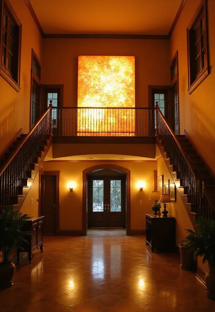 30+ Two Story Foyer Lighting Designs That Wow Guests 20 30+ Two Story Foyer Lighting Designs That Wow Guests - 20. Illuminated Art Pieces