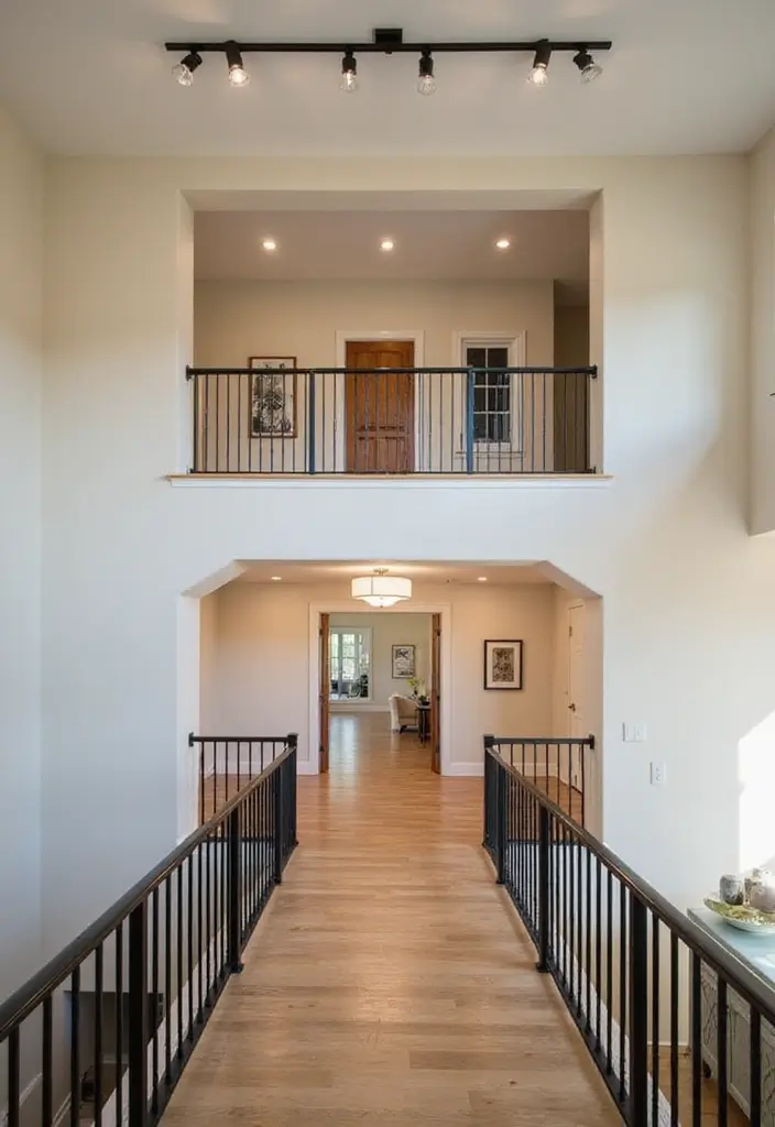 30+ Two Story Foyer Lighting Designs That Wow Guests 23 30+ Two Story Foyer Lighting Designs That Wow Guests - 23. Stylish Track Lighting