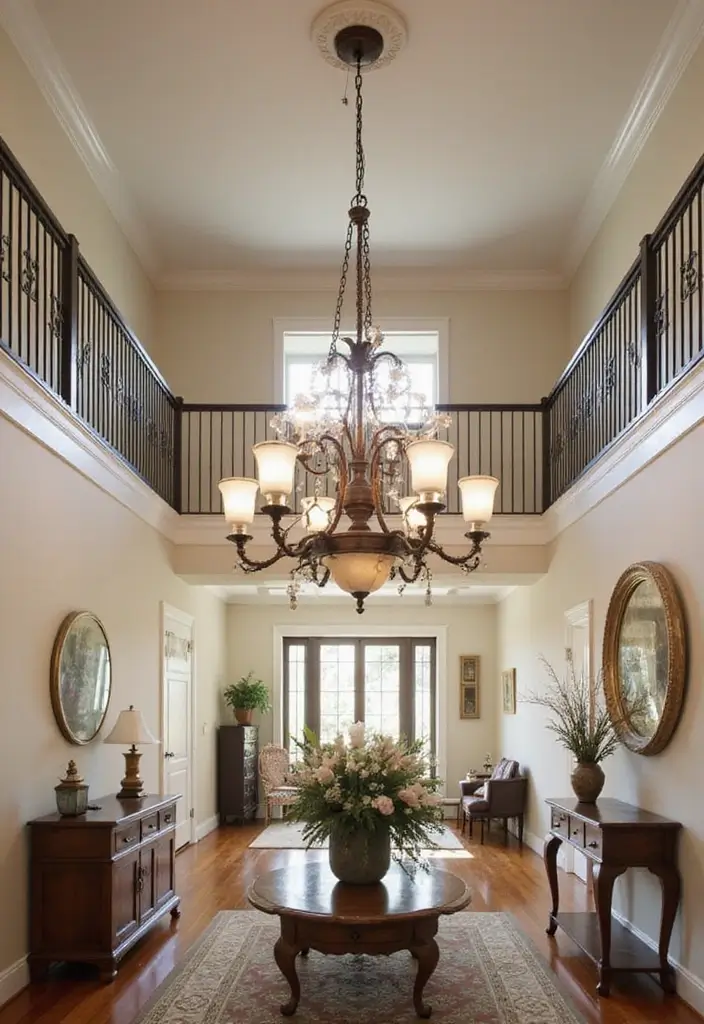 30+ Two Story Foyer Lighting Designs That Wow Guests 25 30+ Two Story Foyer Lighting Designs That Wow Guests - 25. Vintage Reproduction Fixtures