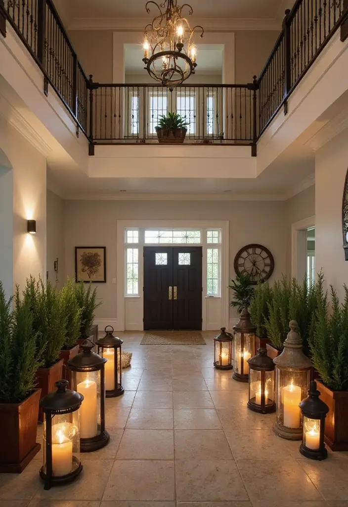 30+ Two Story Foyer Lighting Designs That Wow Guests 4 30+ Two Story Foyer Lighting Designs That Wow Guests - 4. Rustic Lanterns