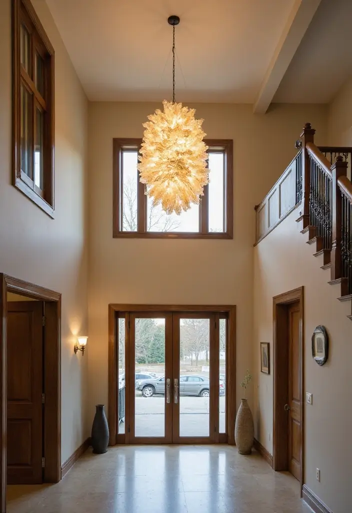 30+ Two Story Foyer Lighting Designs That Wow Guests 5 30+ Two Story Foyer Lighting Designs That Wow Guests - 5. Artistic Sculptural Lights