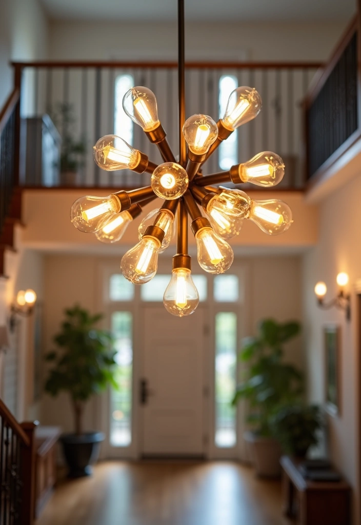 30+ Two Story Foyer Lighting Designs That Wow Guests 6 30+ Two Story Foyer Lighting Designs That Wow Guests - 6. Chandelier Alternatives: Clustered Bulbs