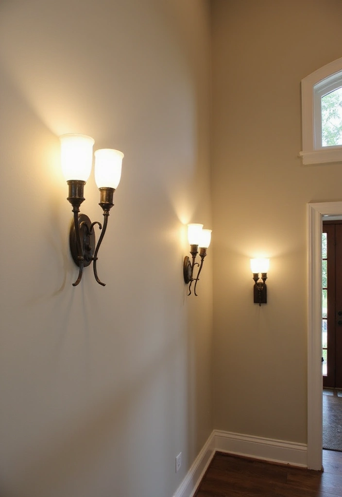 30+ Two Story Foyer Lighting Designs That Wow Guests 7 30+ Two Story Foyer Lighting Designs That Wow Guests - 7. Elegant Wall Sconces