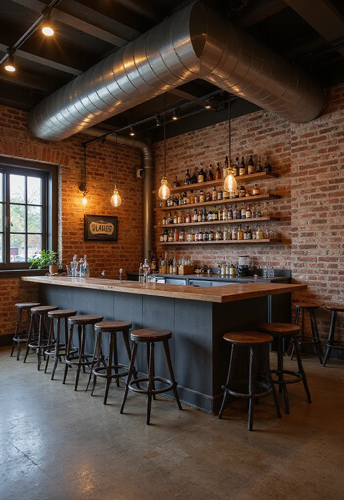 10 Basement Bar Ideas for Fun Social Evenings 12 10 Basement Bar Ideas for Fun Social Evenings - 2. Industrial Chic Bar