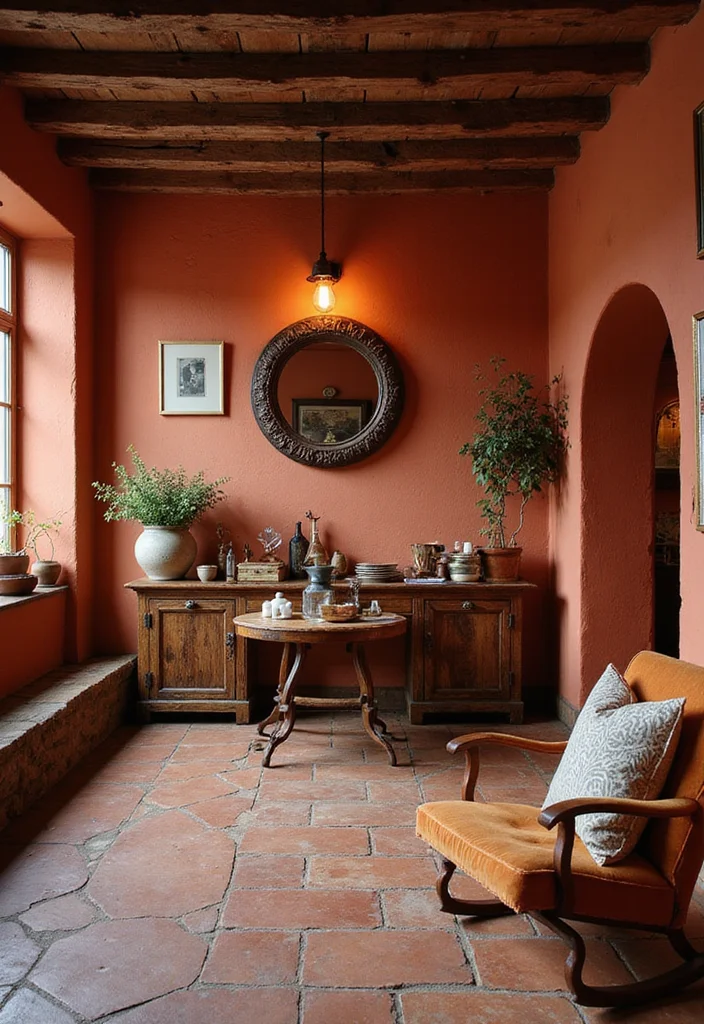 10 Basement Colors Ideas for Brightened Welcoming Interiors - 6. Terracotta Red