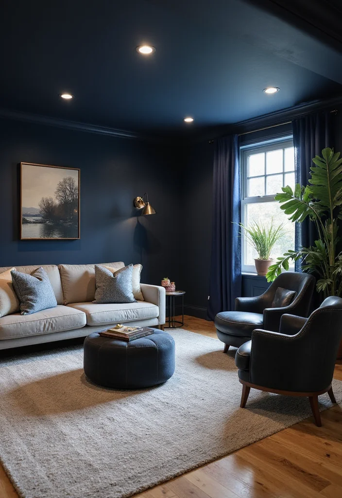 10 Basement Colors Ideas for Brightened Welcoming Interiors - 7. Bold Navy Blue