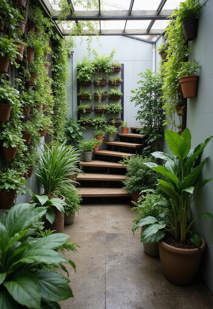 10 Basement Stairwell Ideas for Clean Safe Design - 10. Indoor Plants for Freshness
